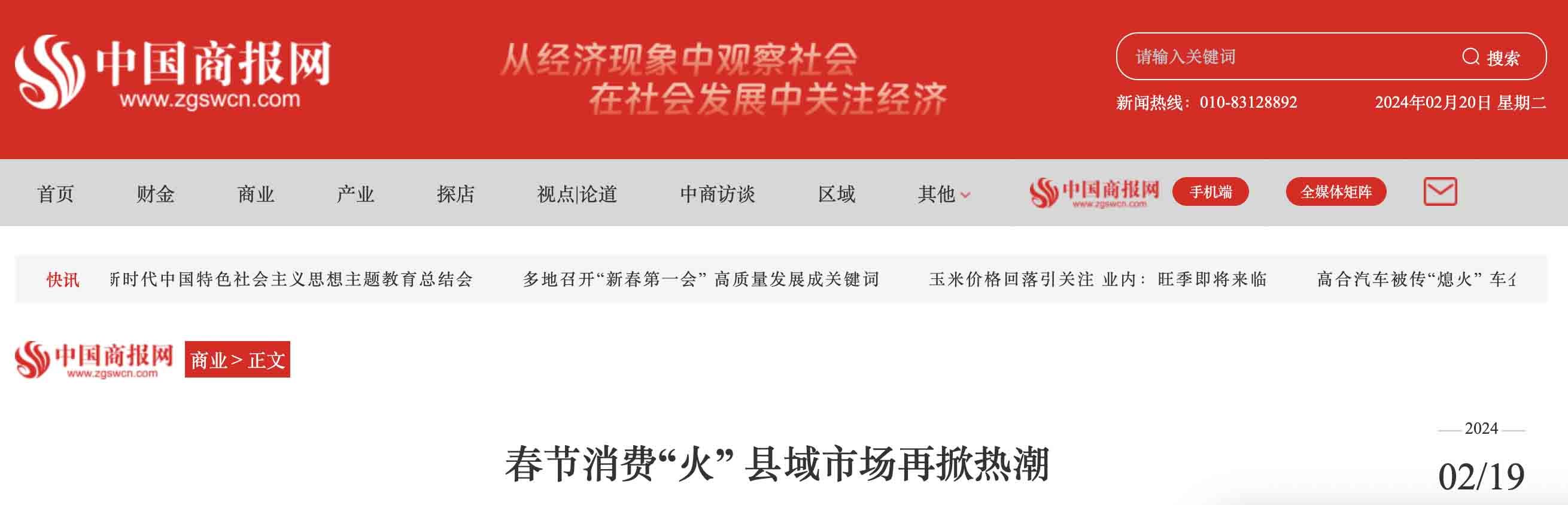 【中國商報網】春節消費“火” 縣域市場掀熱潮